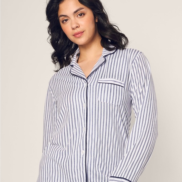 Petite Plume Women's Pima Pajama Set in Navy French Ticking - Picture 6 of 16